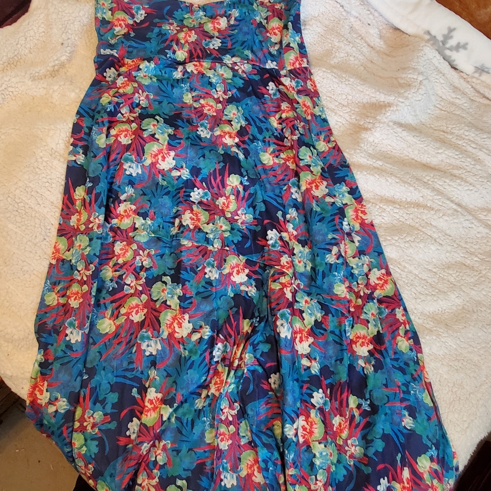 Lularoe Floral Maxi Dress in Blue and Red